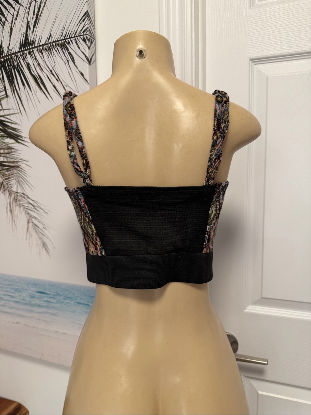 Multicolor Aztec Crop Bustier Top with Front Zip - Picture 3 of 3
